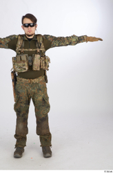 Whole Body T poses Army Athletic Standing Street photo references